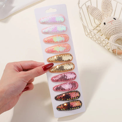 10Pcs/Lot Fresh Print Cotton Alloy Hair Clips for Kids Fabric