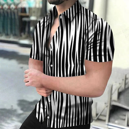 Summer Men's Hawaiian Shirts Lapel Camisa Leopard