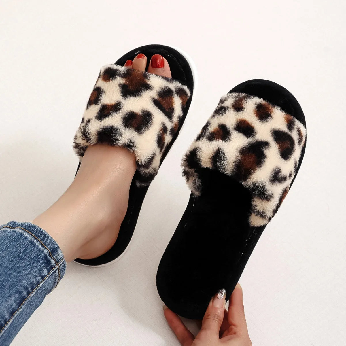 Autumn Winter Leopard Print Slippers Women's Fashion
