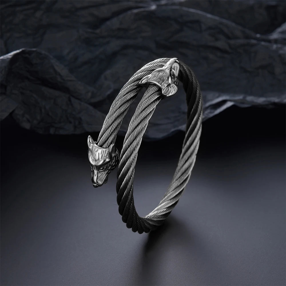 Luxury Leopard Head Cuff Bangles Stainless Steel Adjustable