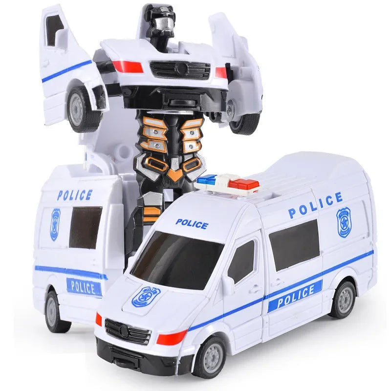 Shape-shifting toy car inertial impact one-button shape