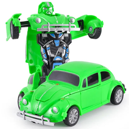 Shape-shifting toy car inertial impact one-button shape