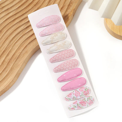 10Pcs/Lot Fresh Print Cotton Alloy Hair Clips for Kids Fabric