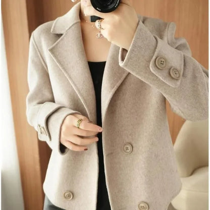 Ladies Jackets Double Breasted Loose Novelty Cheap Women's Blazer Wool & Blends Coat Winter Clothes 2024 Outerwears Elegant Hot