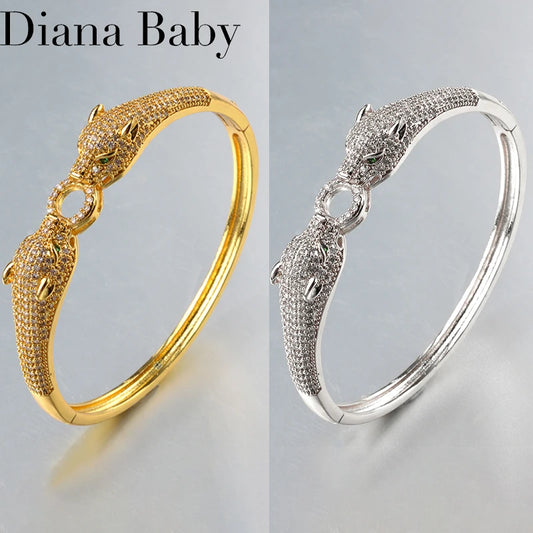 Gold Silver Color Leopard Head Bracelets For Women