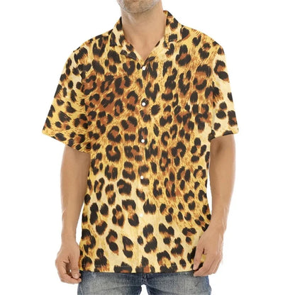 Men's Casual Leopard Print Hawaiian Shirts Short Sleeve