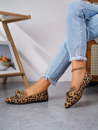 Women Shoes Leopard Print Flats Pointed Toe Flat Casual