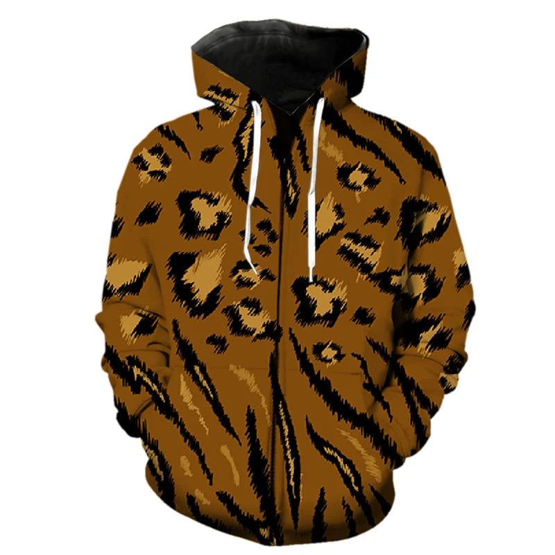 Fashion Pattern Zipper Hoodie Fashion Leopard