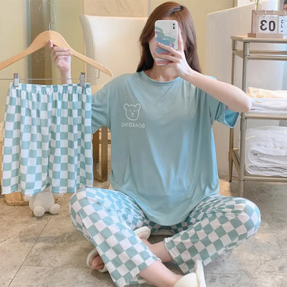 New women's summer three-piece pajamas