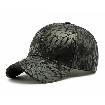 Beige Leopard Print Vintage Washed Cotton Baseball Cap