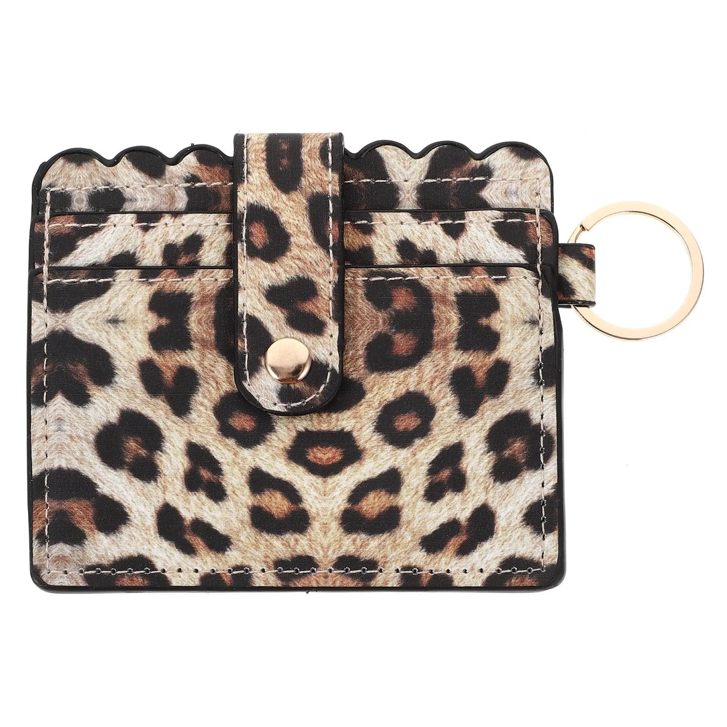 Leopard Print Wallet Pu Credit Card Holder Case Formen