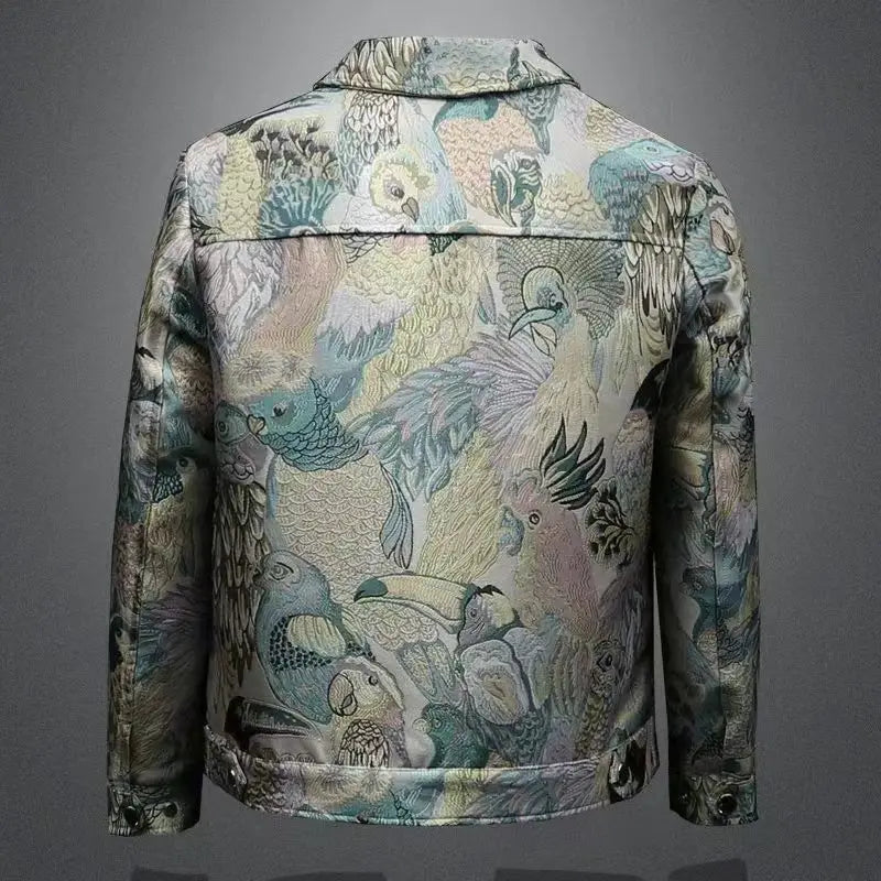 Men's Print Jacket Lapel Collar Long Sleeve Formal Jacket