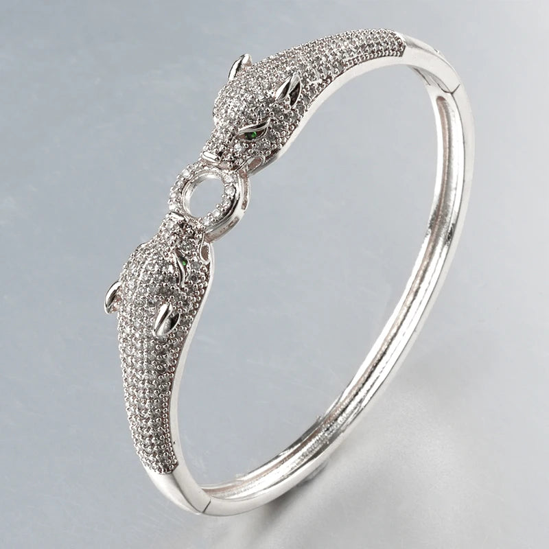 Gold Silver Color Leopard Head Bracelets For Women