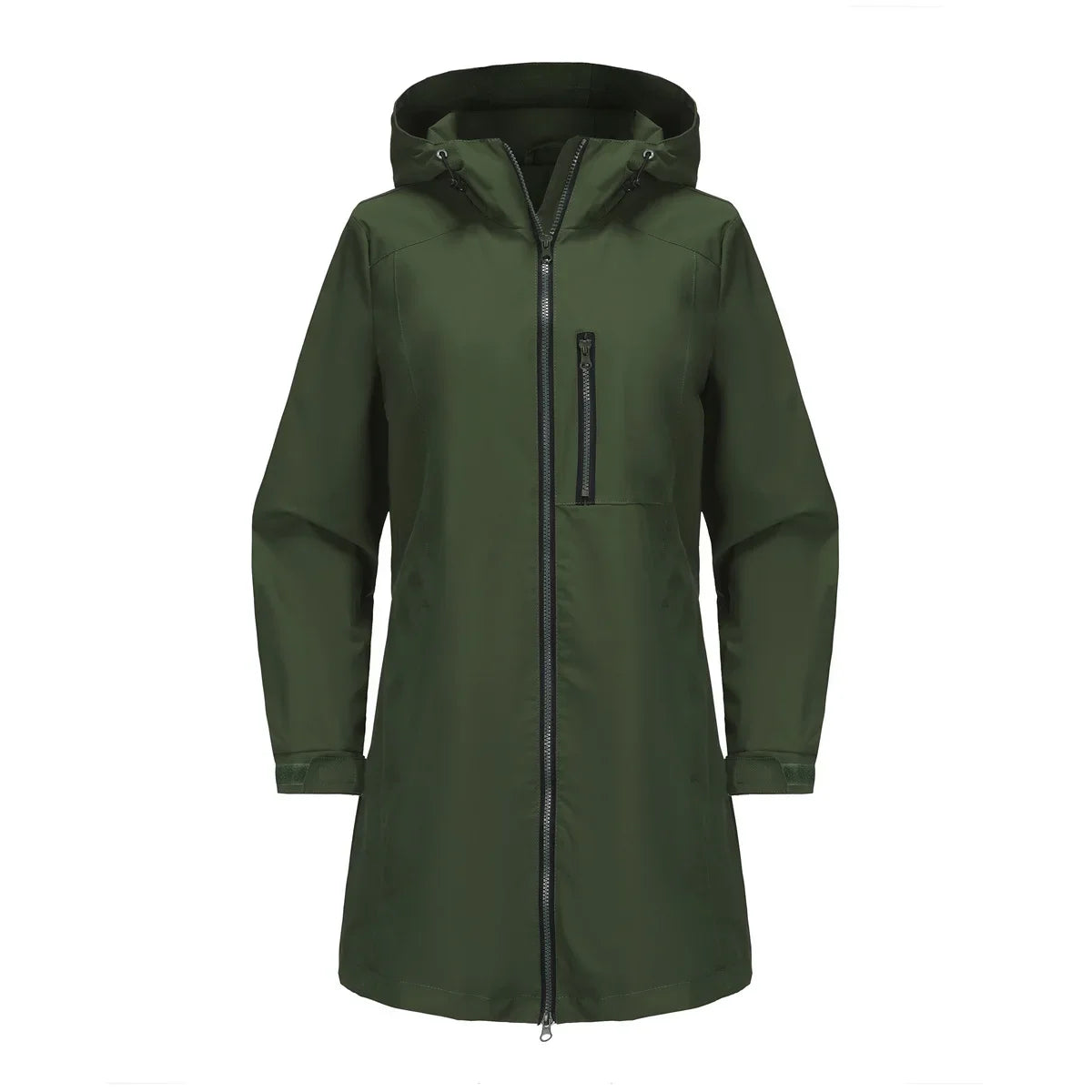 Spring New Green Women's Hooded Long Jacket, Fashion Casual Coats, European Size S-3XL, Trench Women, Pink Black Blue Available