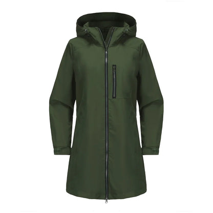 Spring New Green Women's Hooded Long Jacket, Fashion Casual Coats, European Size S-3XL, Trench Women, Pink Black Blue Available