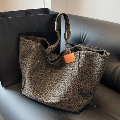 Oversized Leopard Prints Shoulder Bags for Women ags