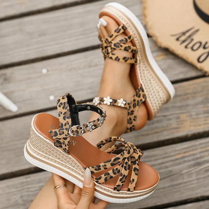 Sexy Leopard Print Platform Sandals Women 2025 Summer