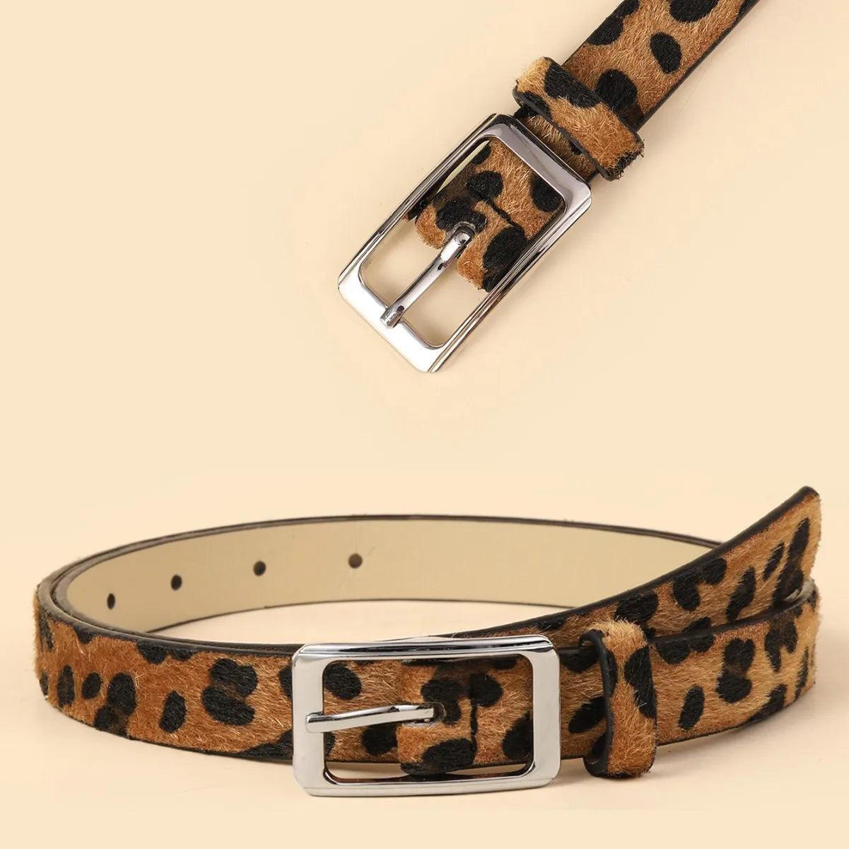 Leopard Print Pu Women's Belt Goth Retro Jeans