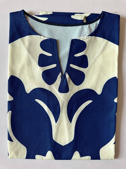 2024 European and American Cross-border WOMEN'S Clothing New Dress V-neck Sleeveless Sexy Printed Large Hem Medium Length Dress