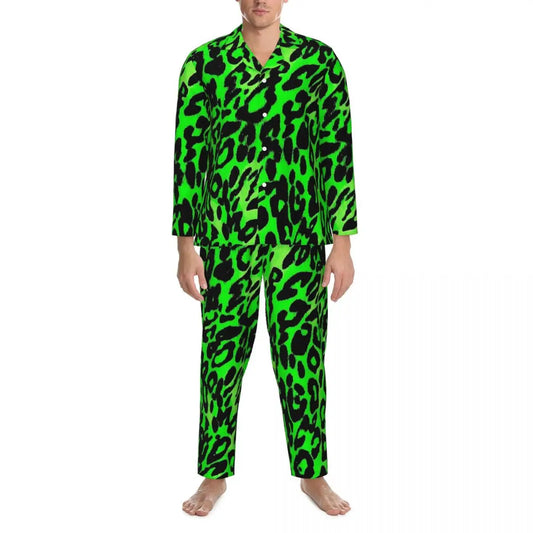 Green Leopard Texture Sleepwear Autumn Animal Print
