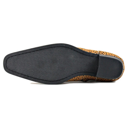 Men Chelsea Ankle Boots Genuine Goat Leather  Leopard Boot