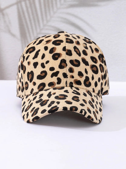 Leopard Hat for Women | Warm Corduroy Baseball Cap  