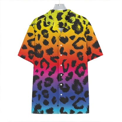 Men's Casual Leopard Print Hawaiian Shirts Short Sleeve