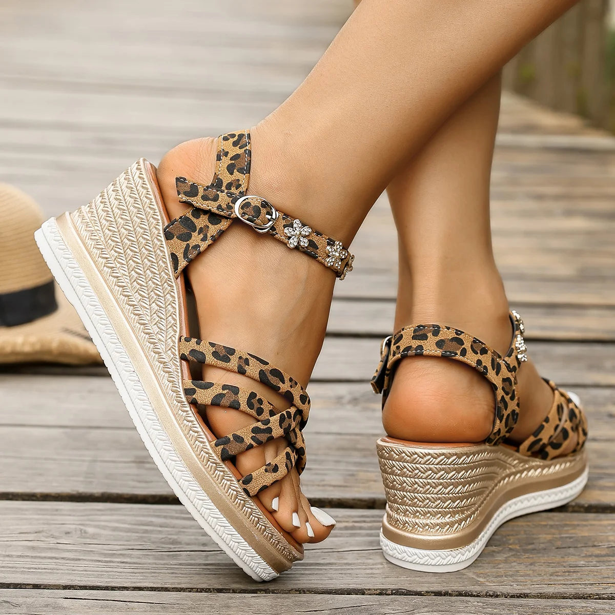 Sexy Leopard Print Platform Sandals Women 2025 Summer