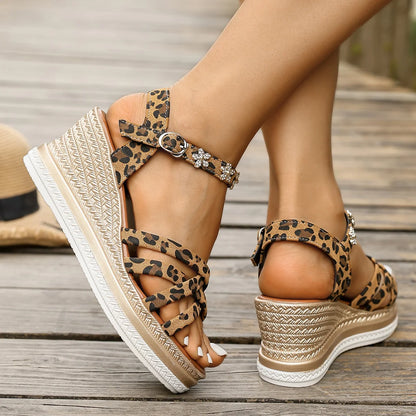Sexy Leopard Print Platform Sandals Women 2025 Summer