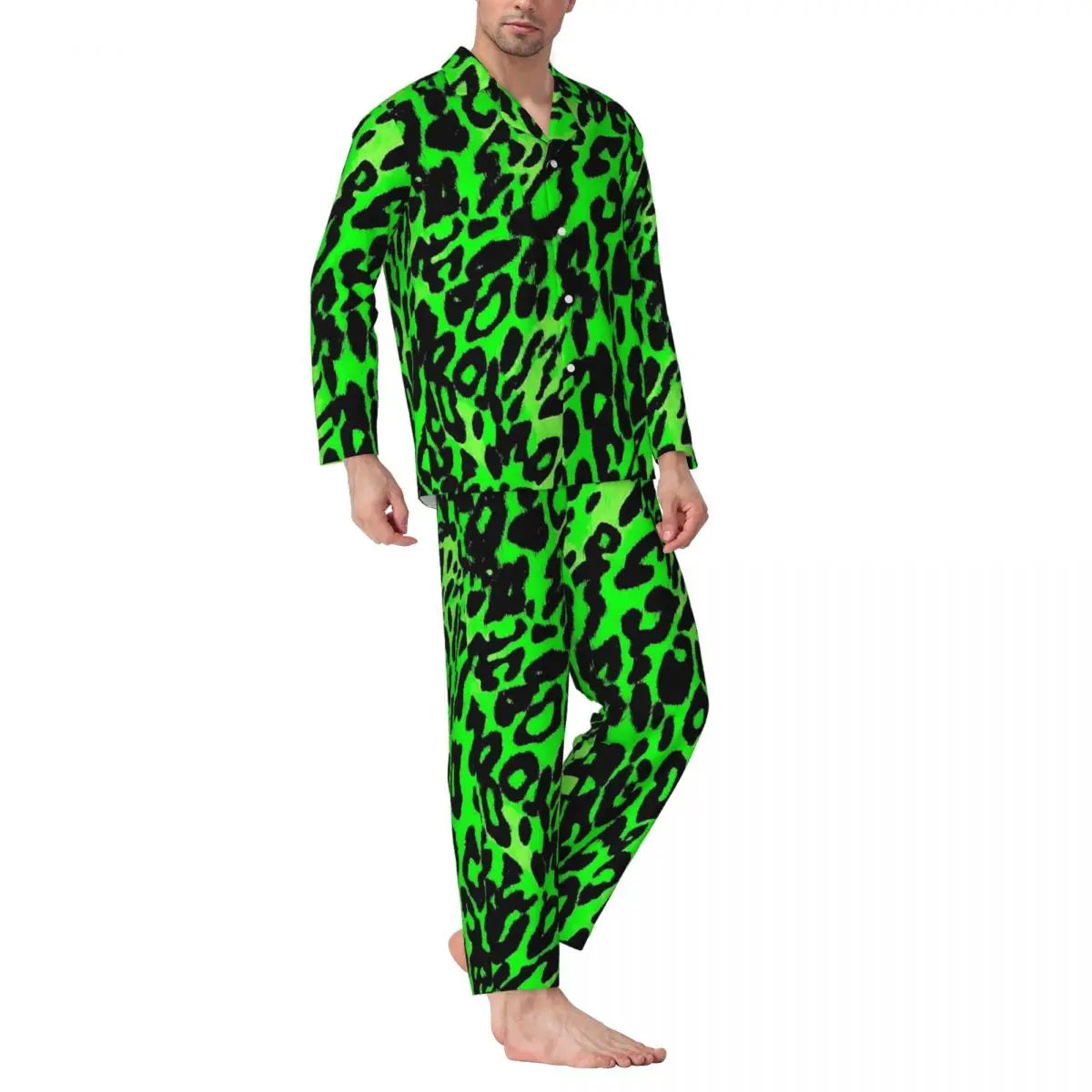Green Leopard Texture Sleepwear Autumn Animal Print