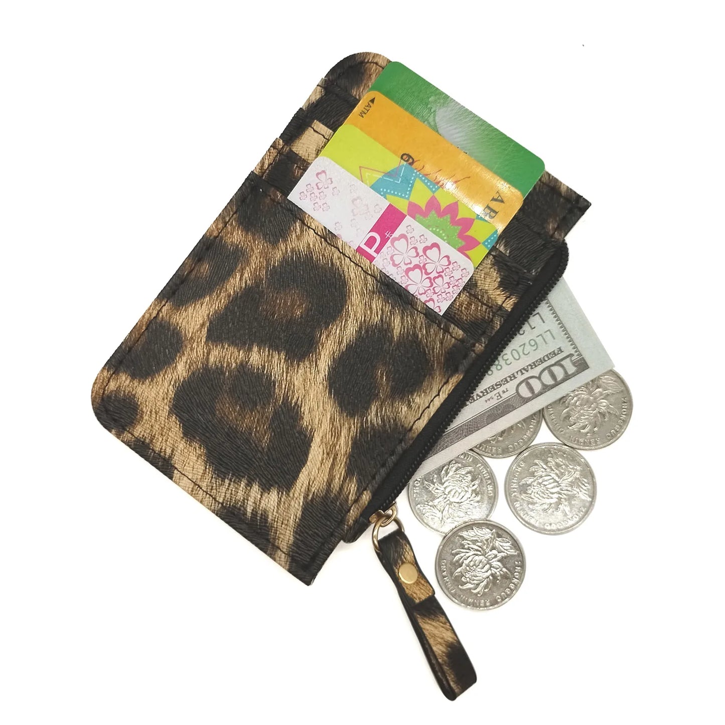 New Leopard Pattern Leather Slim Card Wallet For  men