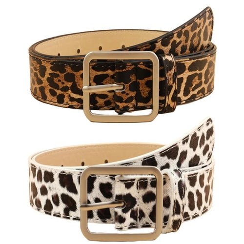 Leopard Print Pu Belt Unisex Fashion Personality Simple