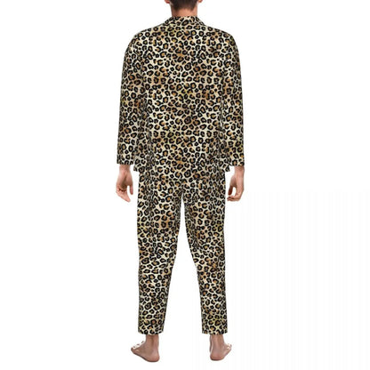 Pajamas Man Brown Leopard Print Sleep Sleepwear
