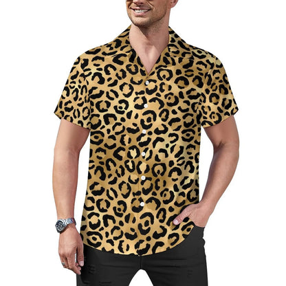Hawaiian Sexy Red Leopard Spots Men's Shirts For Man