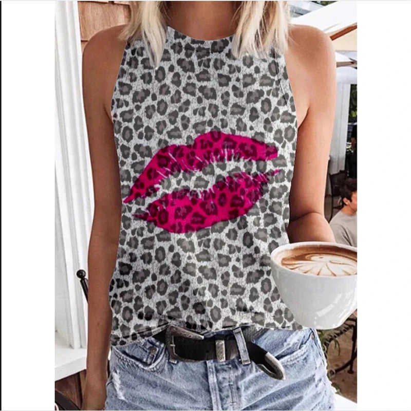 Sexy Leopard Dog Paw 3D Print Tank Tops Women Streetwear