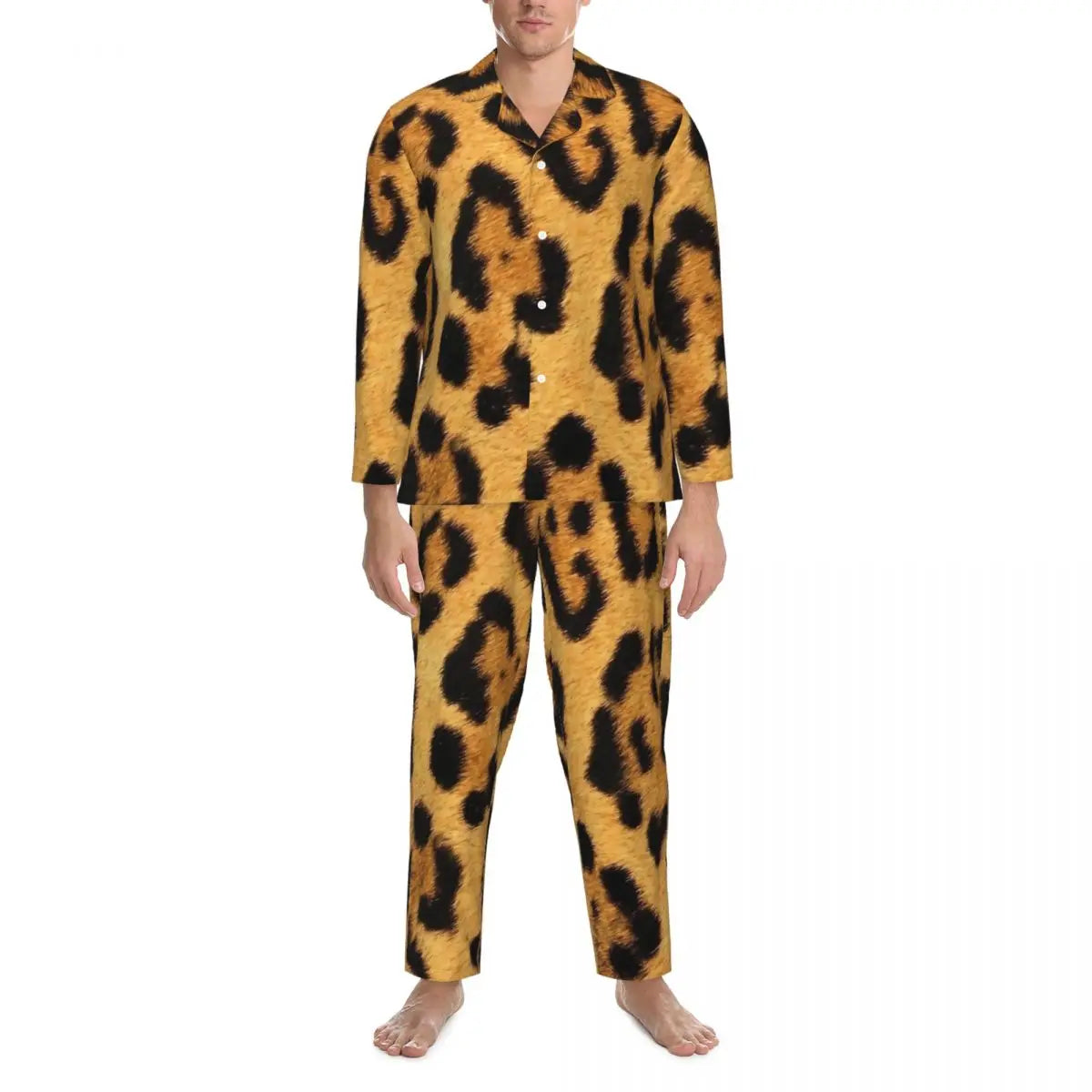 Leopard Pajamas Set Animal Print Comfortable Sleepwear