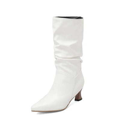 Winter Mid-calf Boots Woman Slip On Pointed