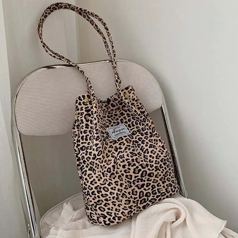 Leopard Print Casual Handbag Canvas Shoulder Bag