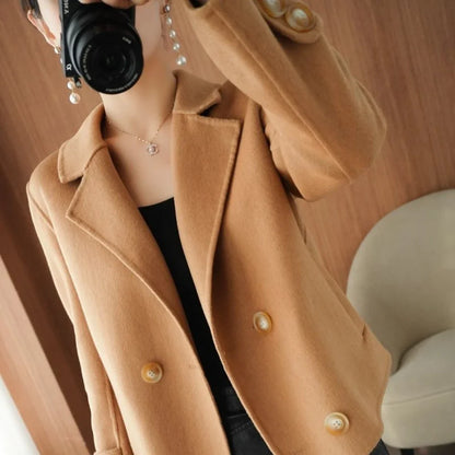 Ladies Jackets Double Breasted Loose Novelty Cheap Women's Blazer Wool & Blends Coat Winter Clothes 2024 Outerwears Elegant Hot