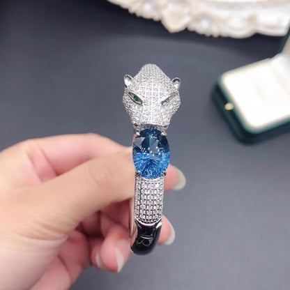 Luxury 925 Silver London Blue Topaz 10x14mm Leopard