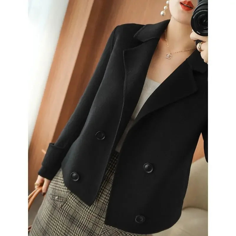 Ladies Jackets Double Breasted Loose Novelty Cheap Women's Blazer Wool & Blends Coat Winter Clothes 2024 Outerwears Elegant Hot