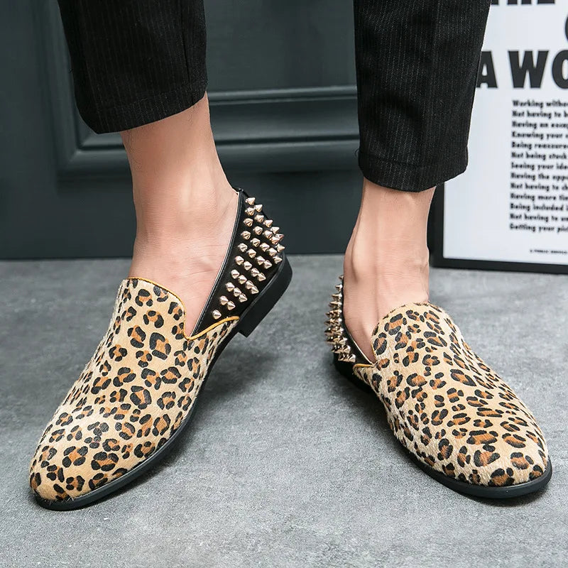 Fashion Leopard Print Loafers Men Large Size