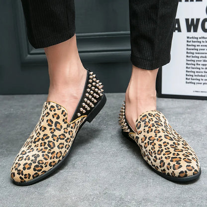 Fashion Leopard Print Loafers Men Large Size