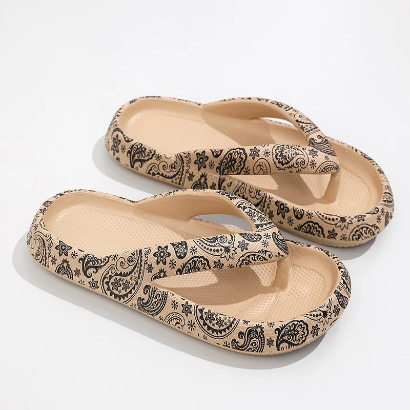 Summer Women Comfort Flip-Flop Leopard Soft Thick-Soled