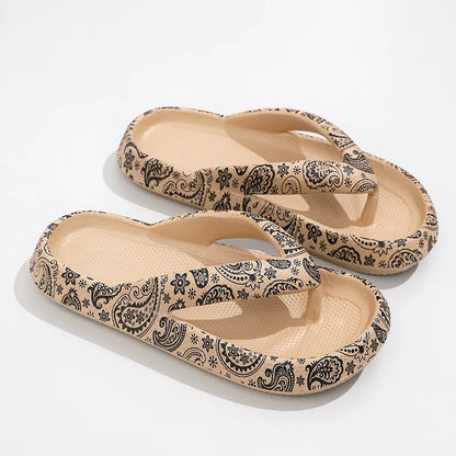 Summer Women Comfort Flip-Flop Leopard Soft Thick-Soled