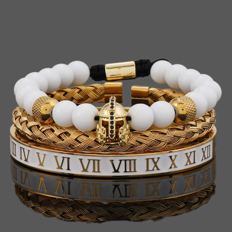 Luxury White Stone Beads Crown Leopard Head