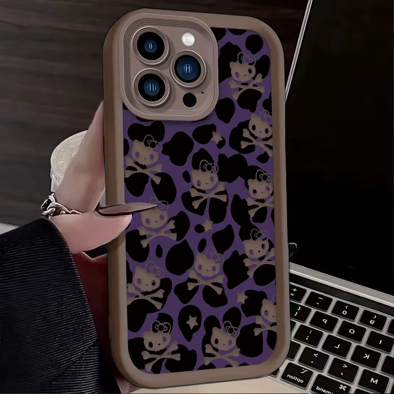 Hello Kitty Leopard Print Phone Case for Iphone 16 15 14 13 12 11 Pro Max XS X XR 8 7 6S plus SE 2020 Liquid Silicone Soft Cover