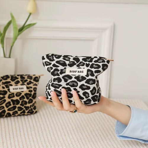 Small Leopard Print Coin Purse Women'S Makeup Bag Portable Cosmetics Storage Bag Fashion Lipstick Bag Daily Commuting Liner Bag