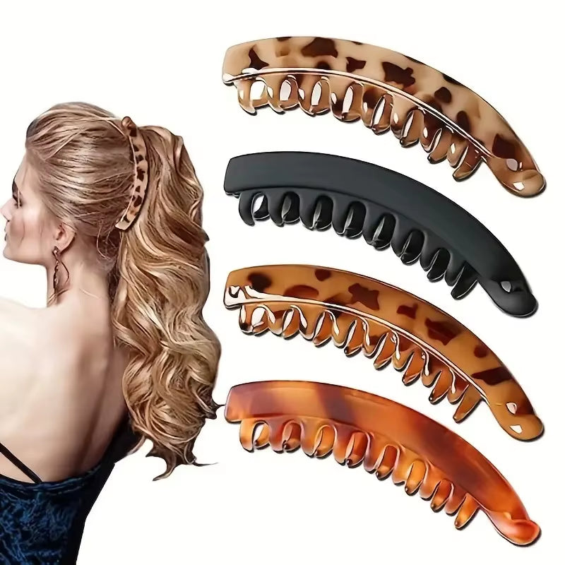 Banana Hair Claw Clips Clamp Barrettes Big Women Hairgrips Hairpin Girls Ponytail Hair Accessories Leopard Headwear