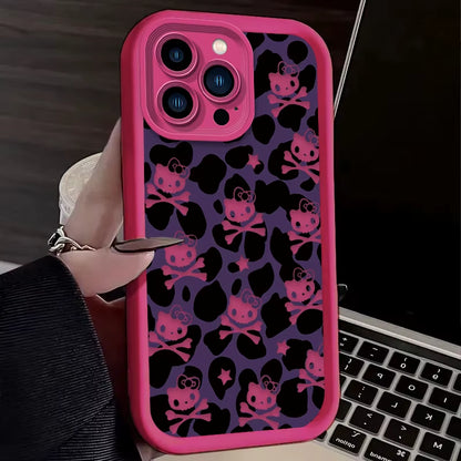 Hello Kitty Leopard Print Phone Case for Iphone 16 15 14 13 12 11 Pro Max XS X XR 8 7 6S plus SE 2020 Liquid Silicone Soft Cover